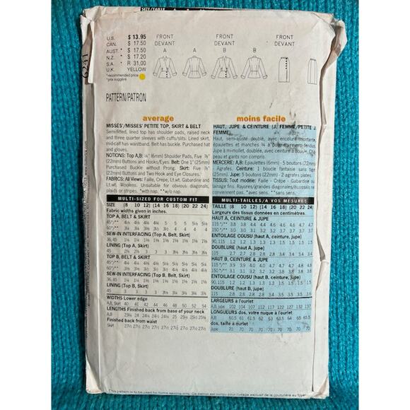 Butterick Sewing pattern 6241 retro 1050s suit blazer skirt sz 8 10 12 - Picture 3 of 6